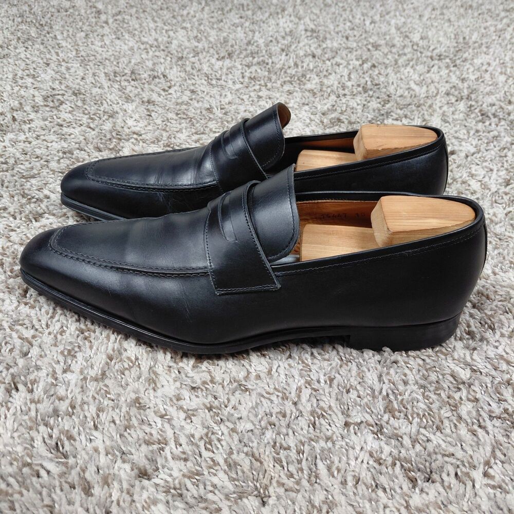 Magnanni Penny Loafers Shoes Mens 10 M Black 100% Leather Dress Business